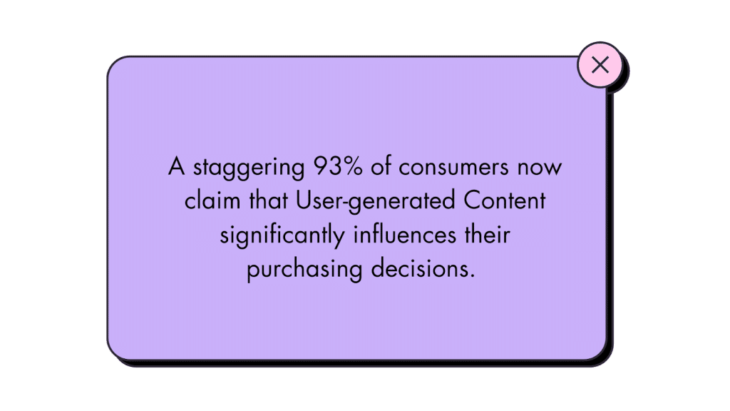 graphic shows statistic that says 93% of consumers finding UGC more influential when making purchasing decisions