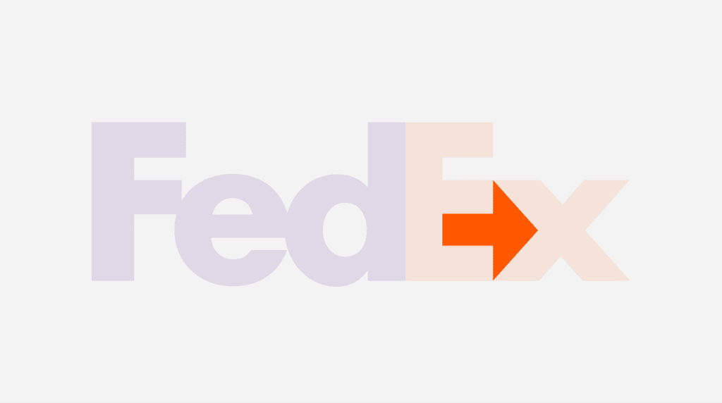 graphic shows FedEx logo to point out arrow between E and X