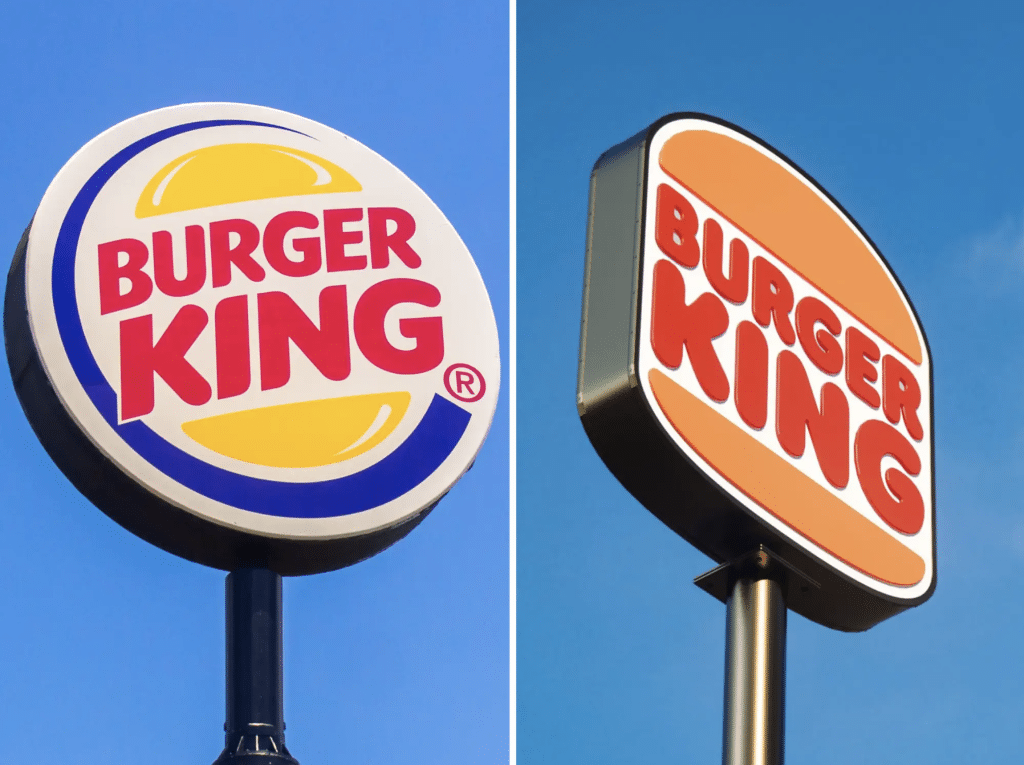 photo shows ‘then and now’ view of Burger King logos