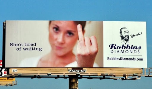 photo shows example of copywriting on highway billboard