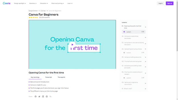 Canva’s courses are outstanding B2B content marketing examples.