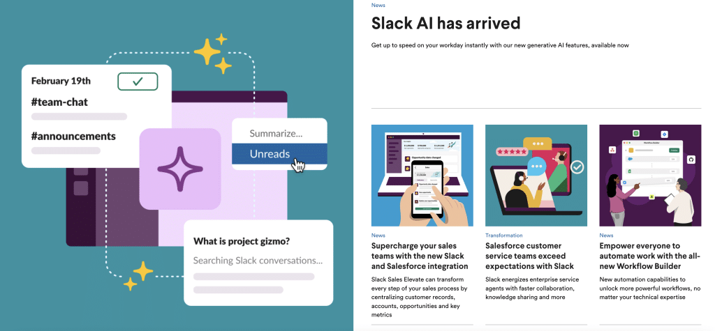 screenshot shows homepage of Slack’s blog page