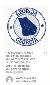graphic shows example of advertisement for advice on how to beat DUI charges in Georgia