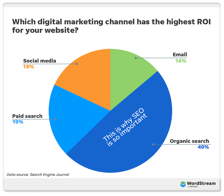 graphic shows that 49% of marketing professionals deemed organic search as their most profitable marketing channel