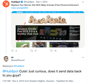 hubspot ciollecting data from cute chrome extension