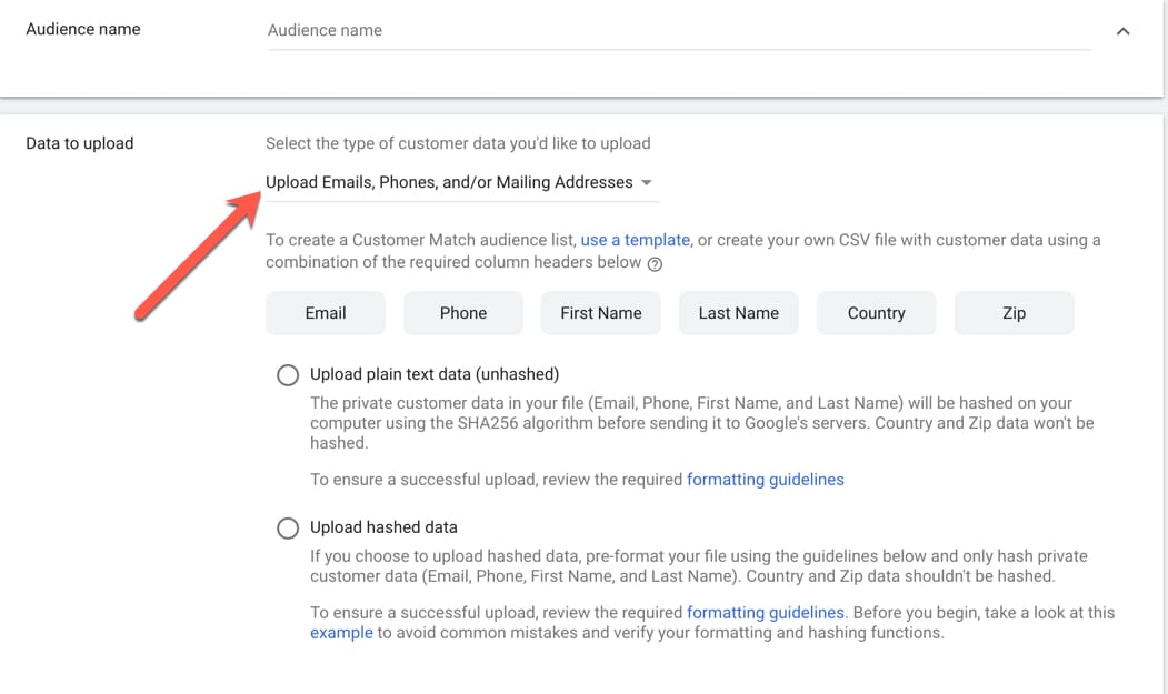 Brands can upload a list of customer email addresses to Google Ads.