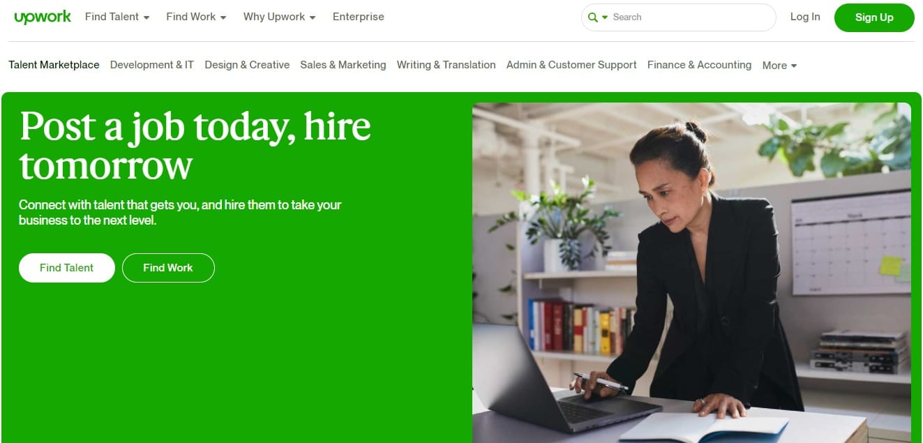 Upwork web page for posting blog article writer jobs.