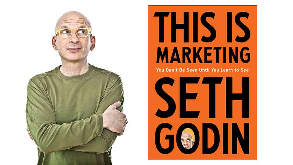 photo shows seth godin and his book on marketing
