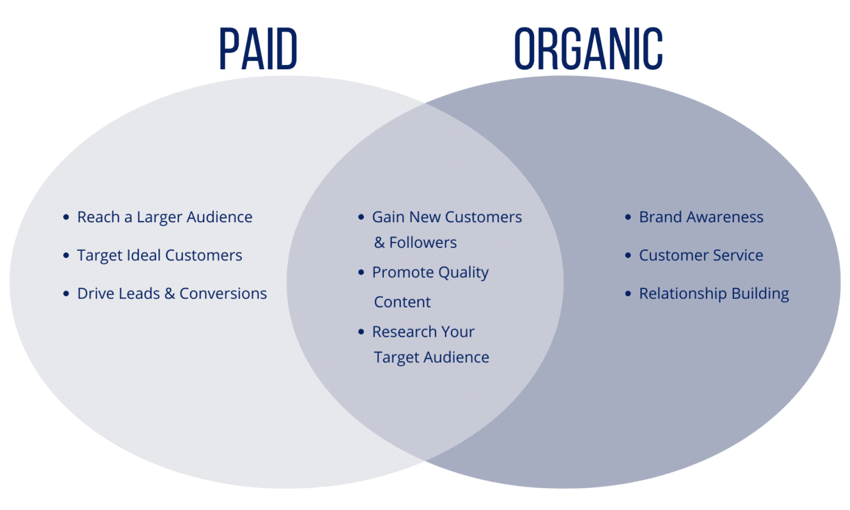 graphic shows comparison between paid and organic content
